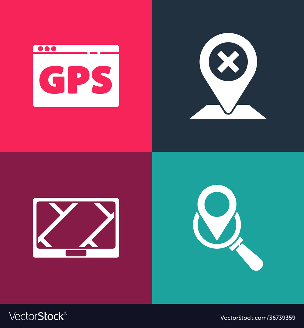 Set pop art search location gps device with map