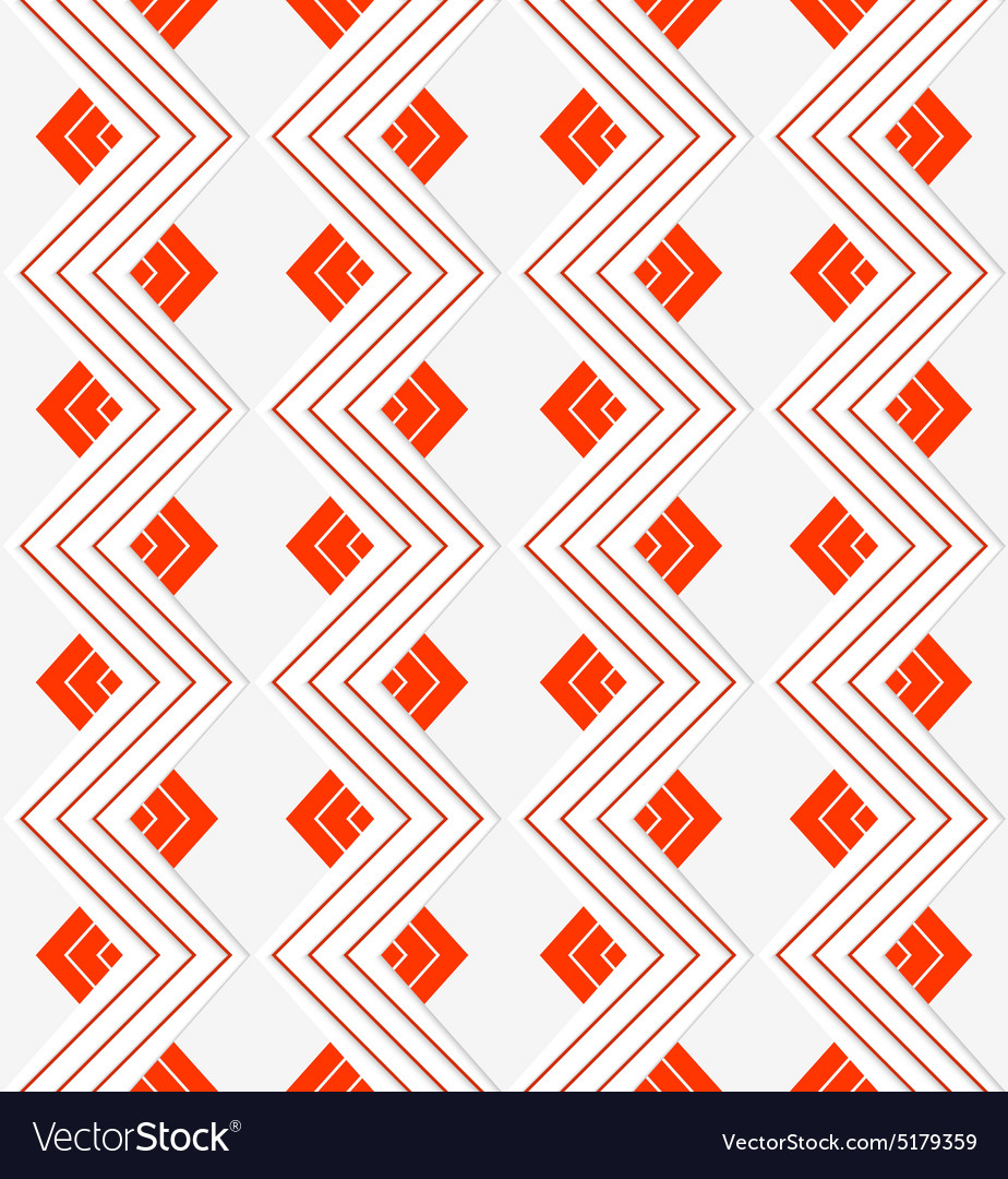 White embossed zigzag with red lines