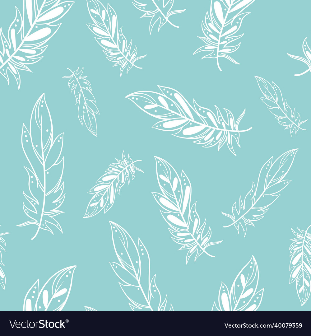 White feathers floating seamless pattern