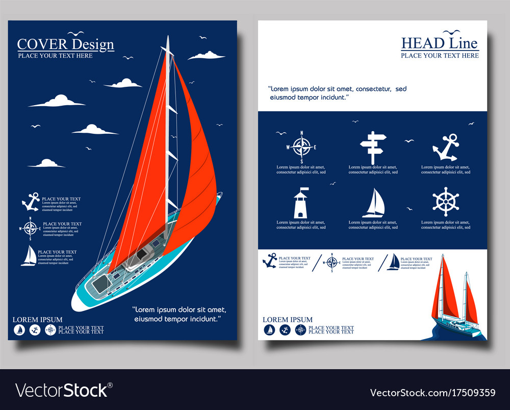 Yacht club flyer design with sail boat