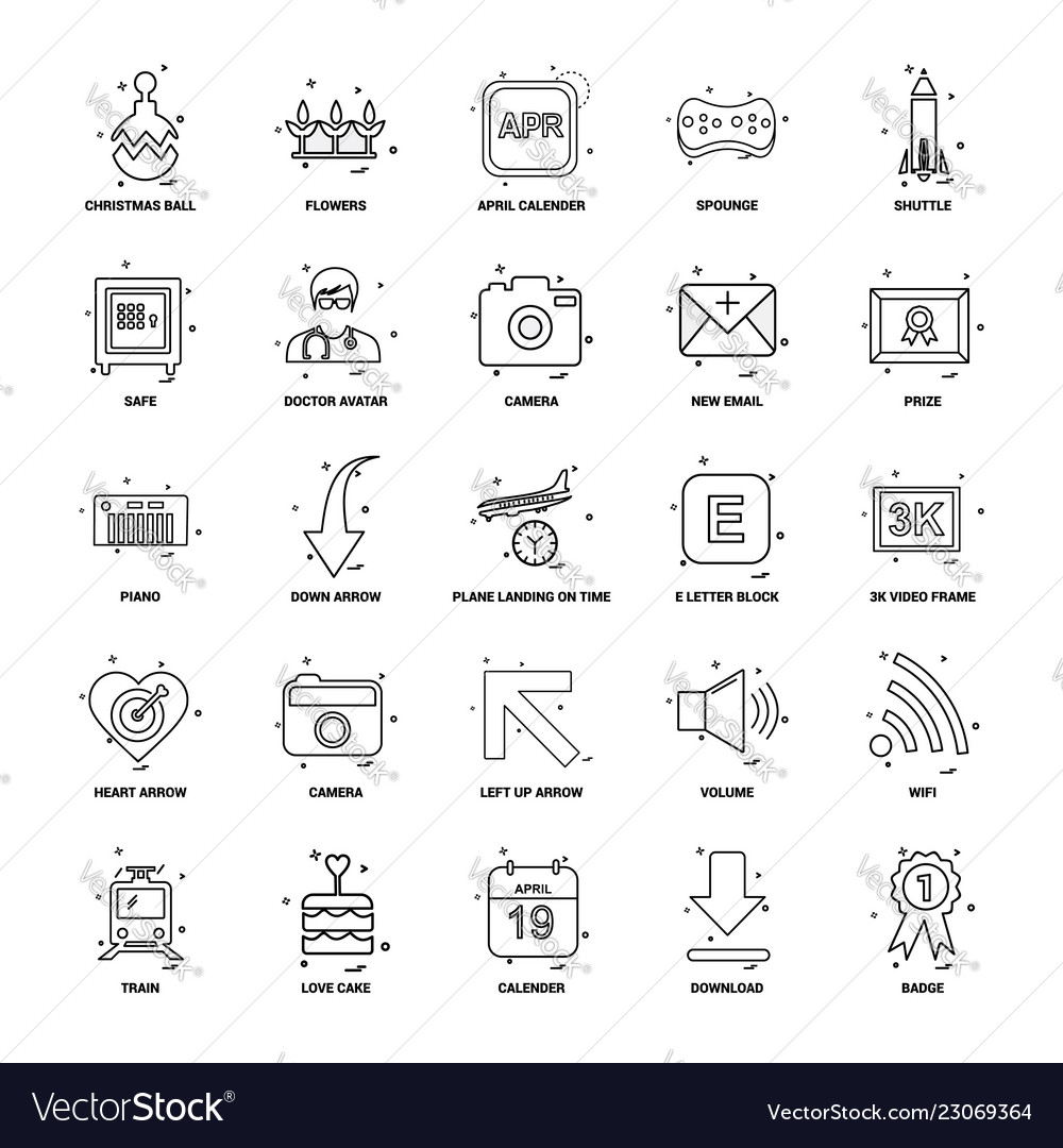 25 business concept mix line icon set vector image 25 business concept mix line icon set