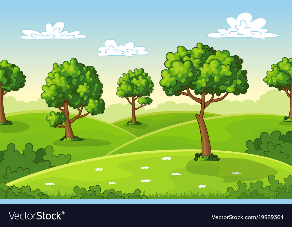 A summer landscape with trees Royalty Free Vector Image