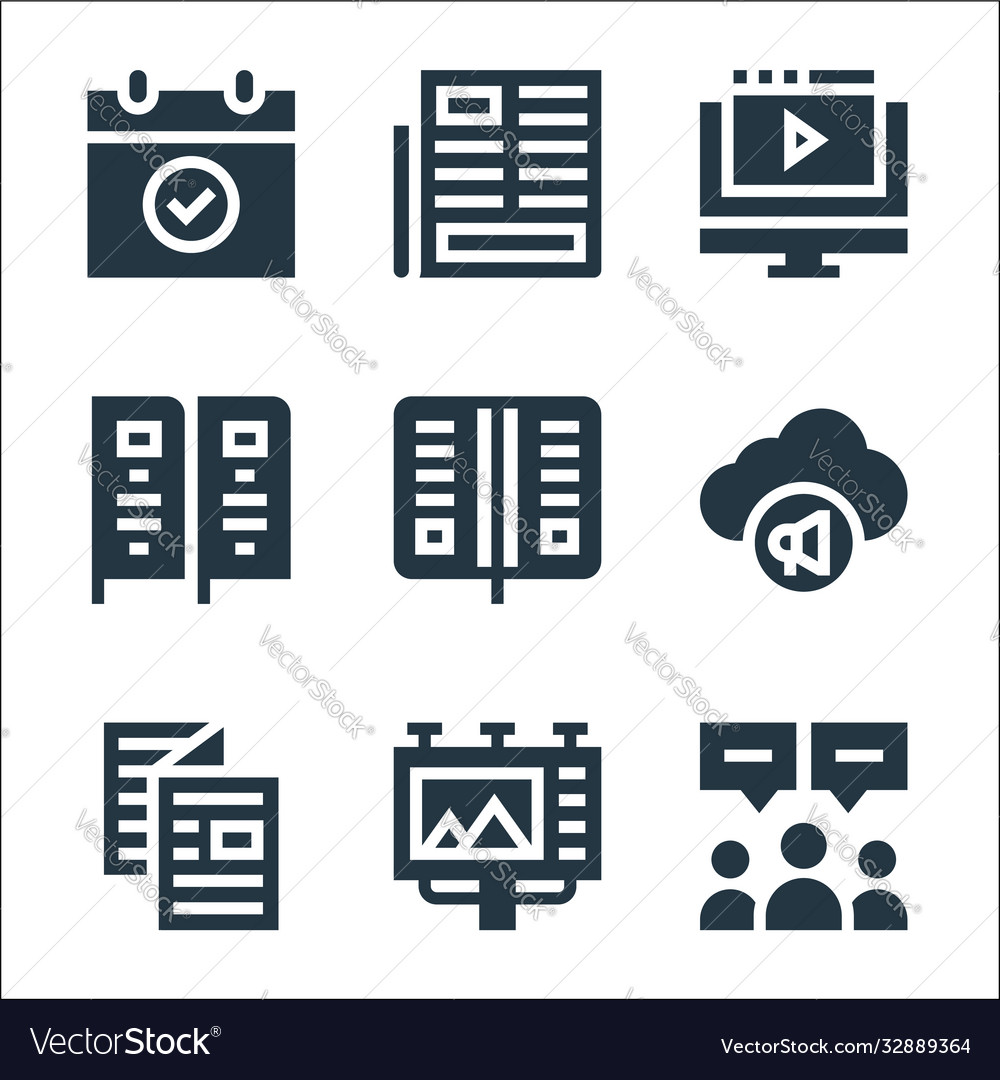 Advertisement line icons linear set quality vector image Advertisement line icons linear set quality
