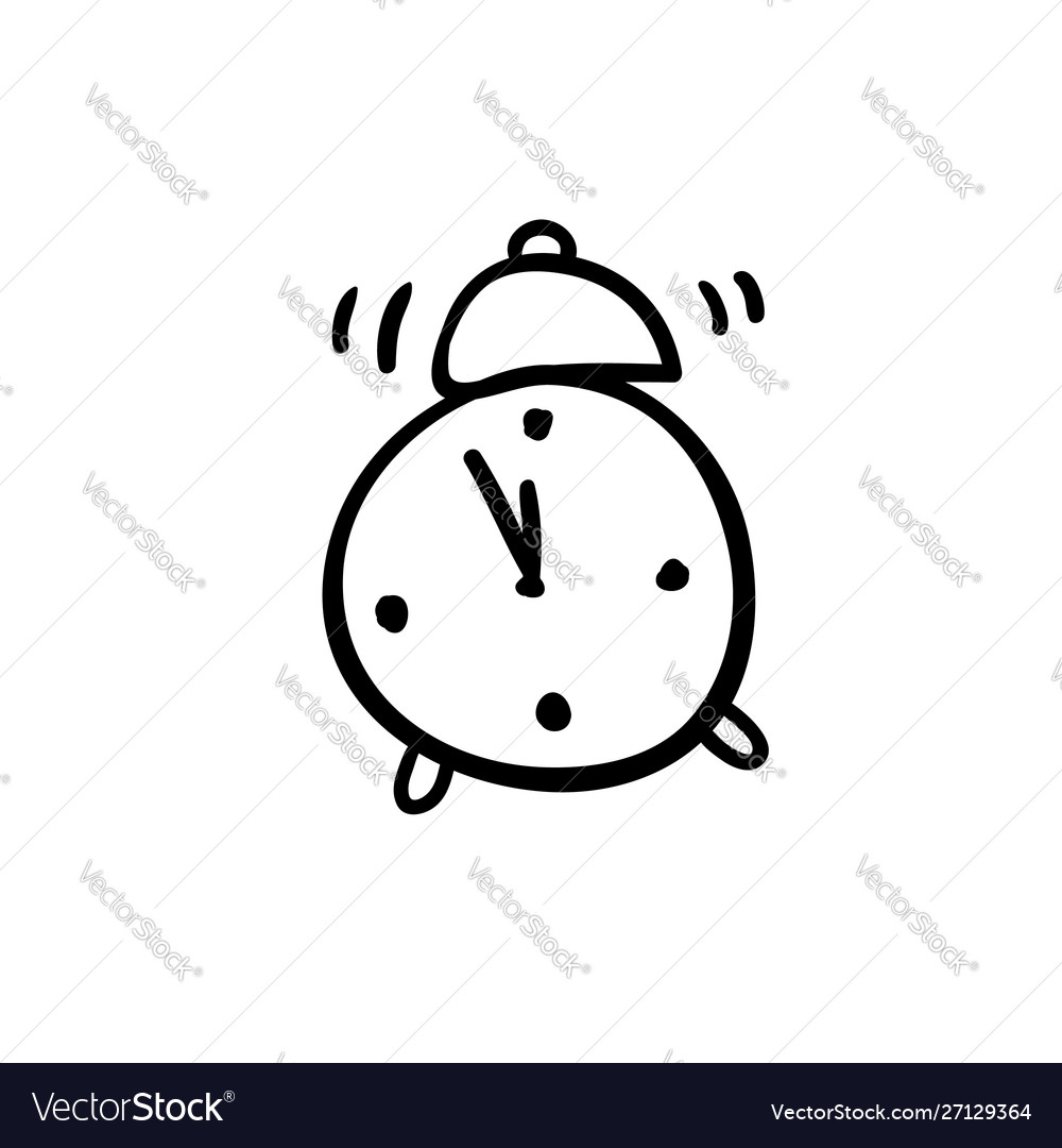 Alarm clock sketch doodle black white Royalty Free Vector