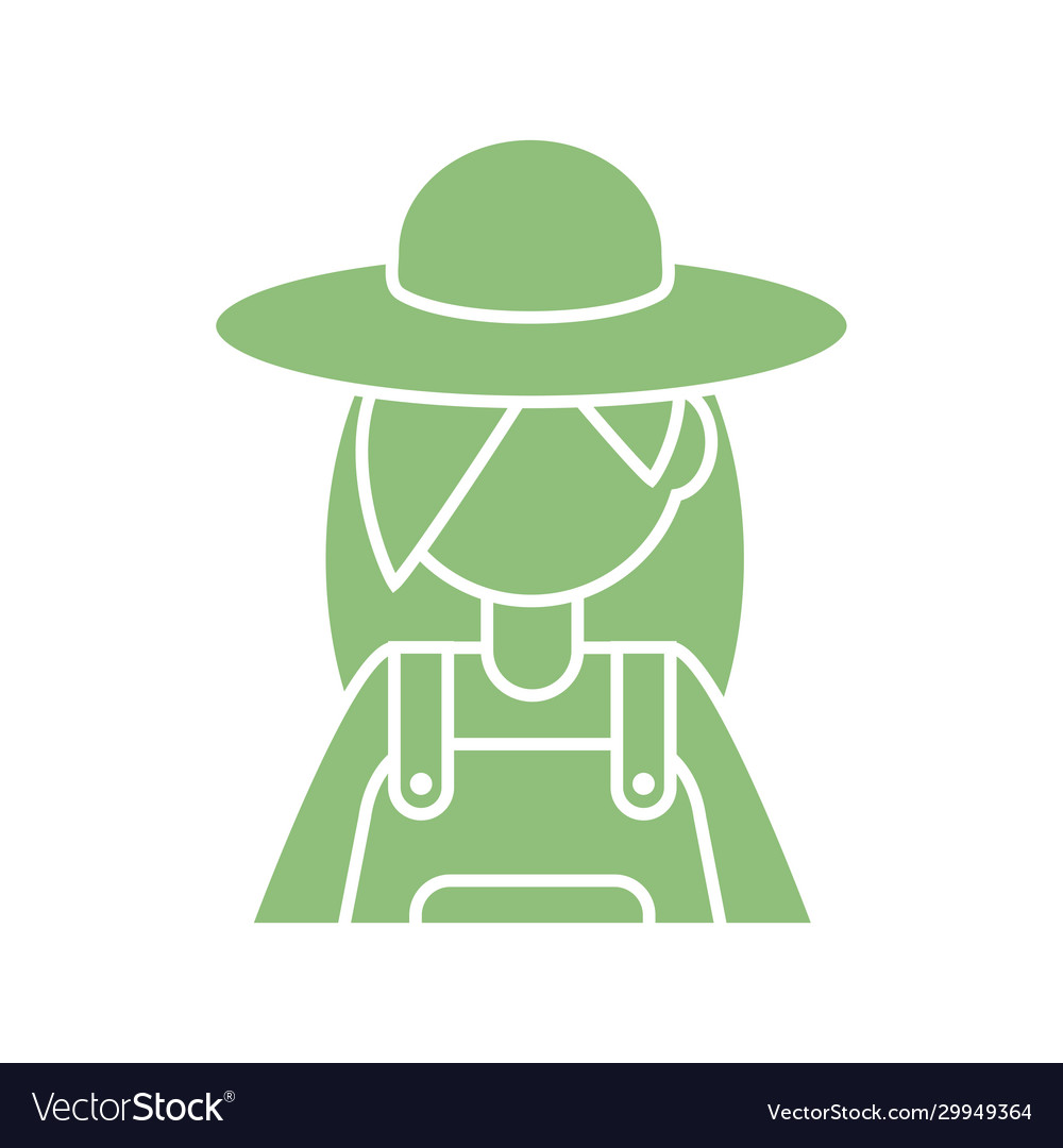 Cartoon woman gardener icon silhouette style