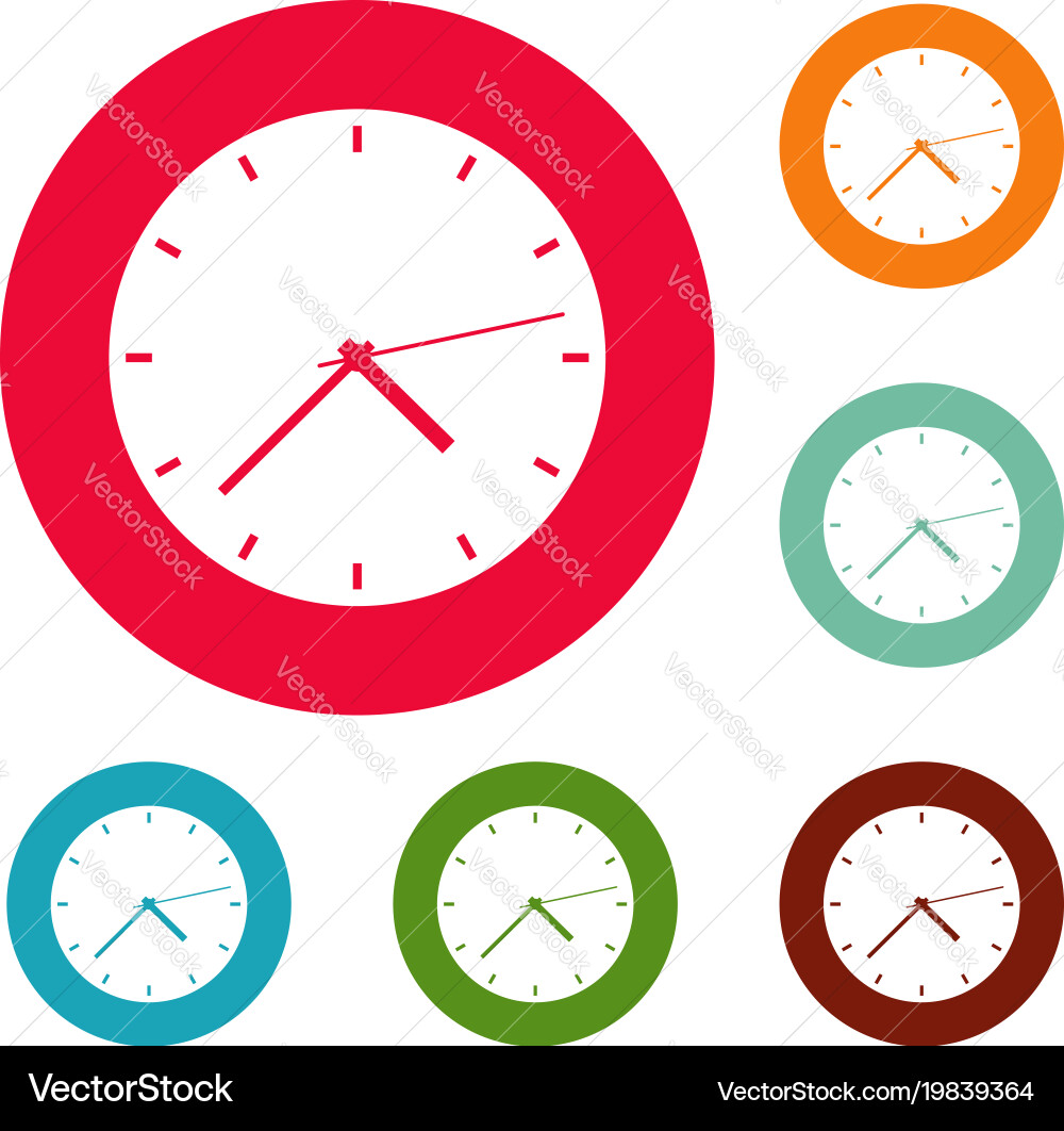 Clock modern icons circle set Royalty Free Vector Image