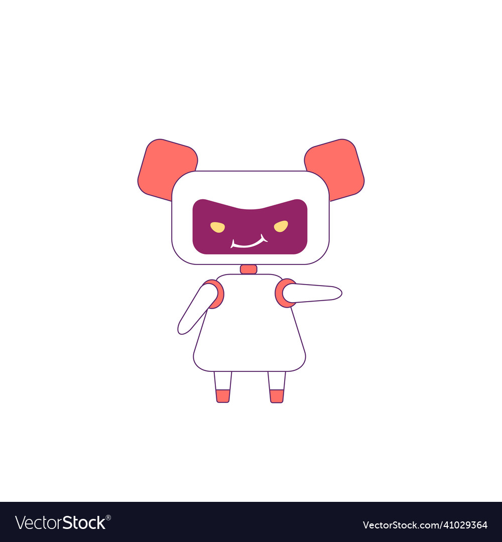 Cute smiling modern robot red linear object vector image Cute smiling modern robot red linear object