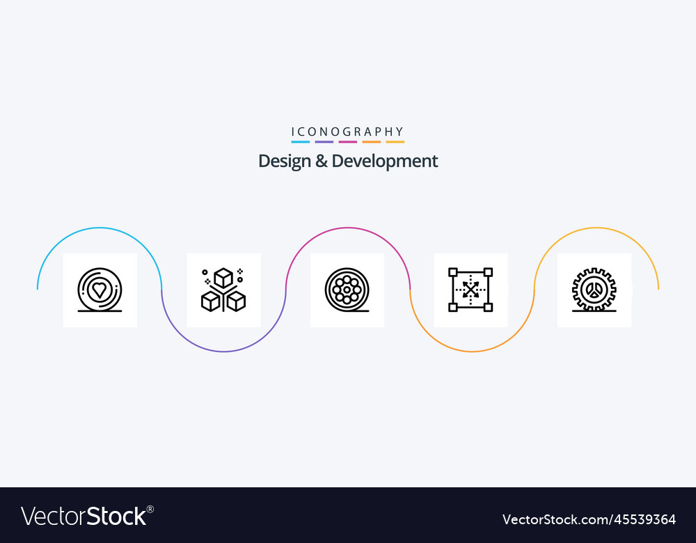 Design and development line 5 icon pack including