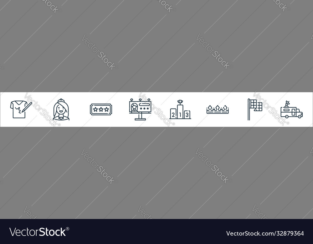 Fame line icons linear set quality vector image Fame line icons linear set quality