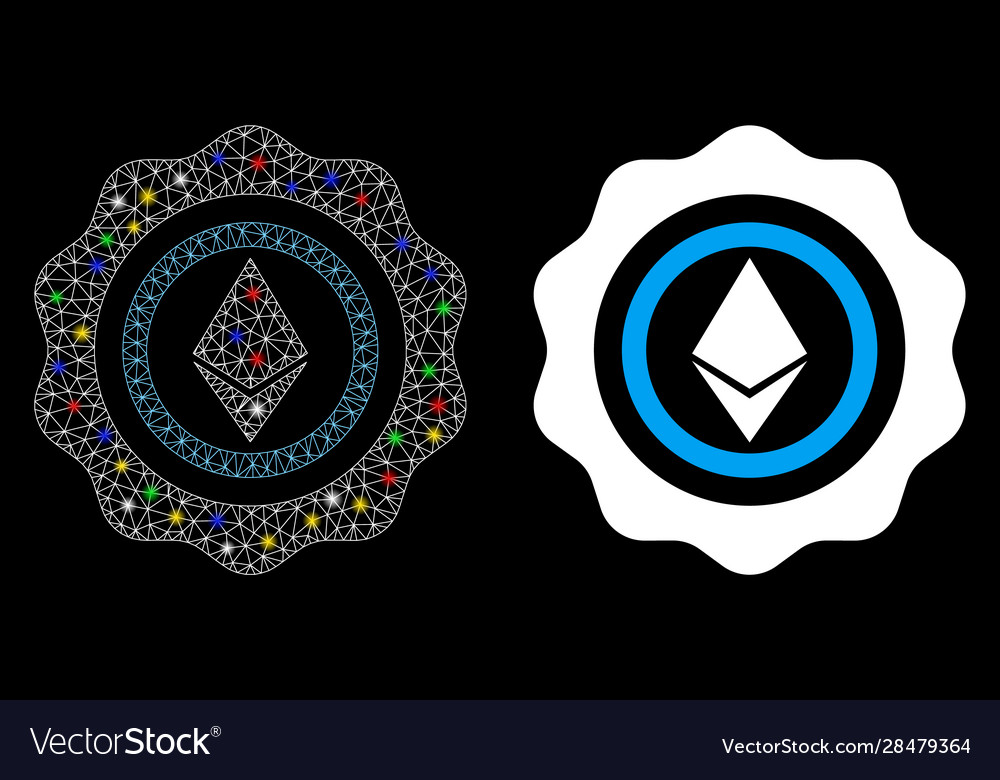 Flare mesh network ethereum seal icon with vector image Flare mesh network ethereum seal icon with