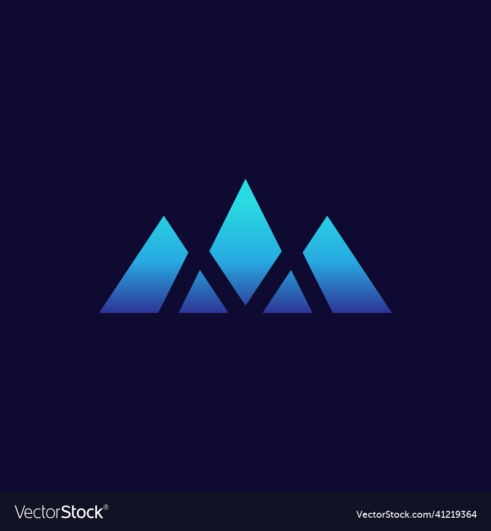 Letter m mountain tech logo template Royalty Free Vector