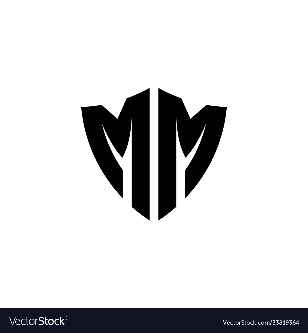 Mm monogram logo with shield shape design template