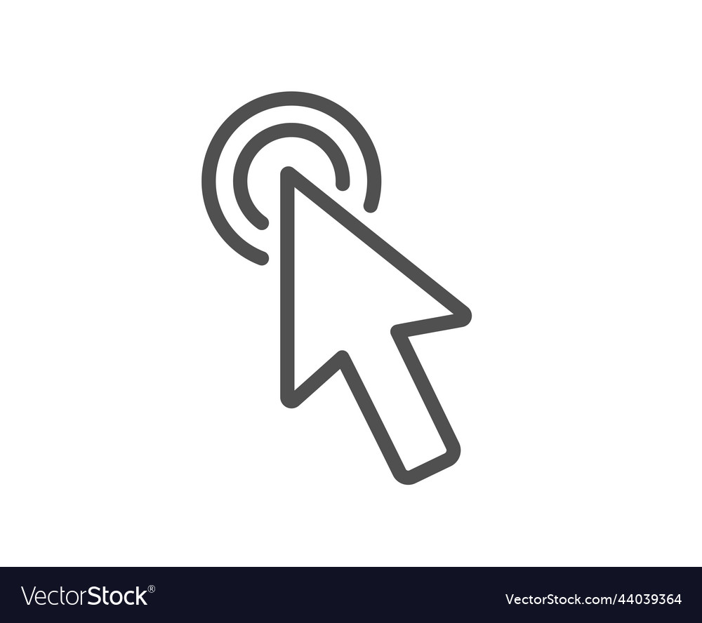 Mouse cursor line icon click action sign vector image Mouse cursor line icon click action sign