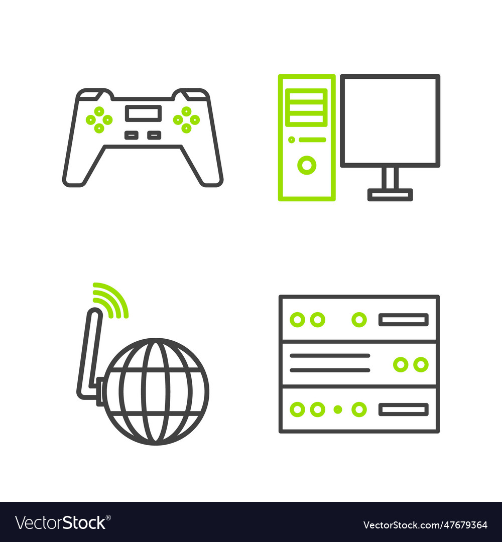 Set line server data web hosting social network vector image Set line server data web hosting social network