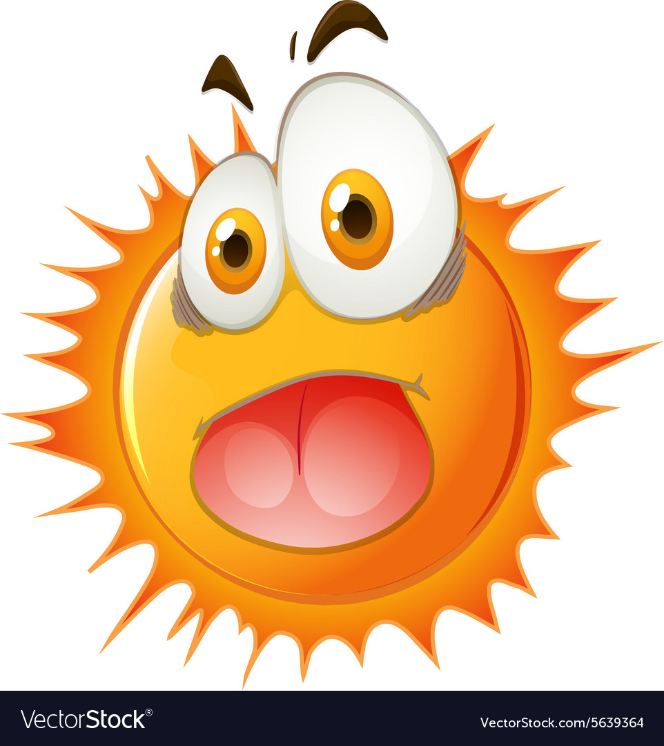 Sun with shocking face Royalty Free Vector Image