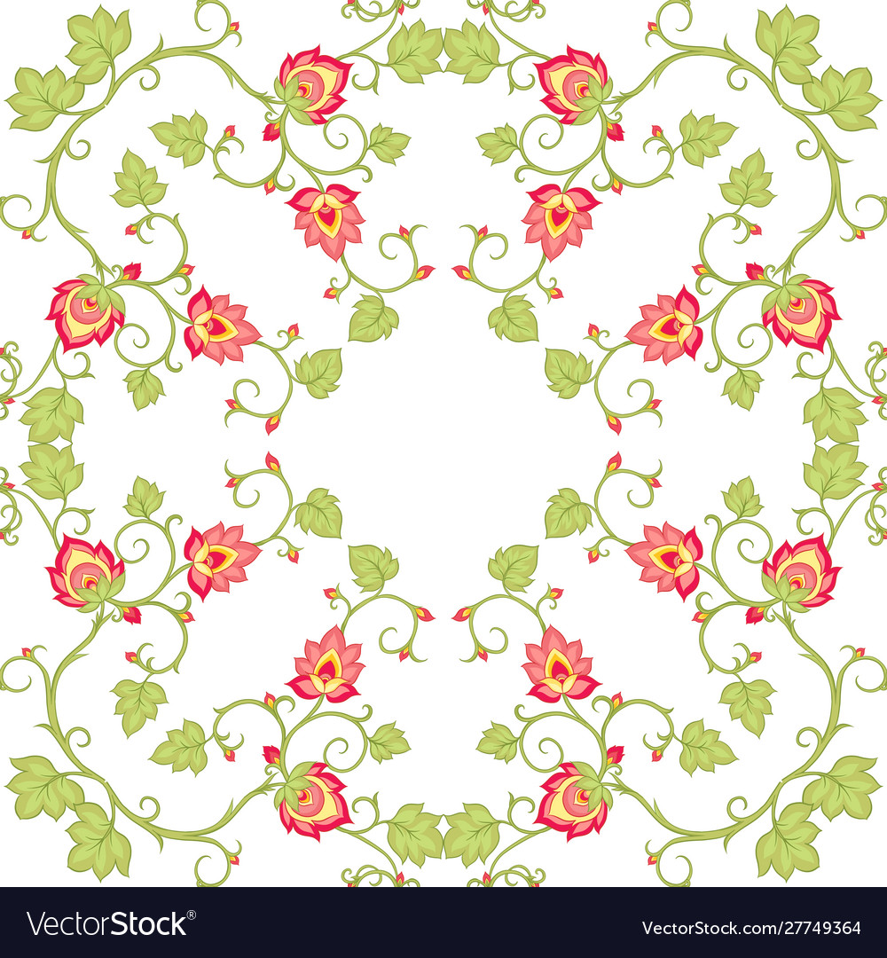 Tradition mughal motif fantasy flowers vector image Tradition mughal motif fantasy flowers