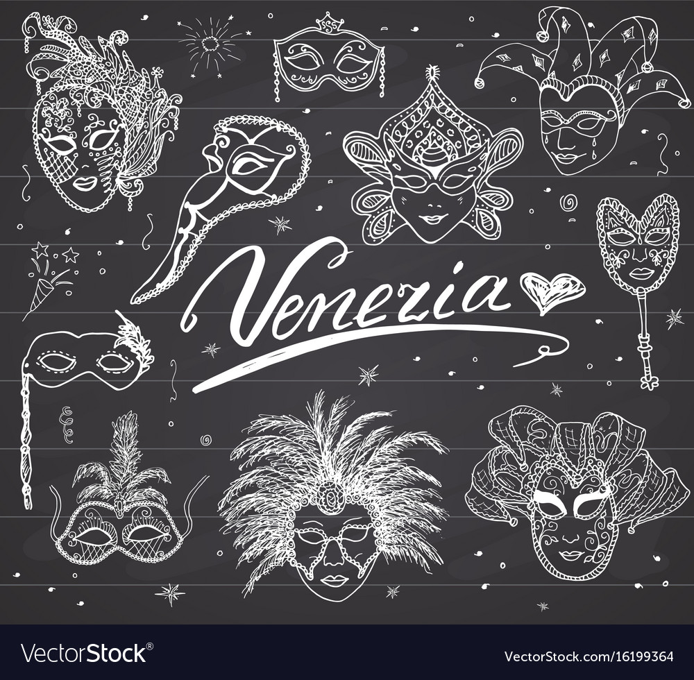 Venetian Carnival Masks Sketch