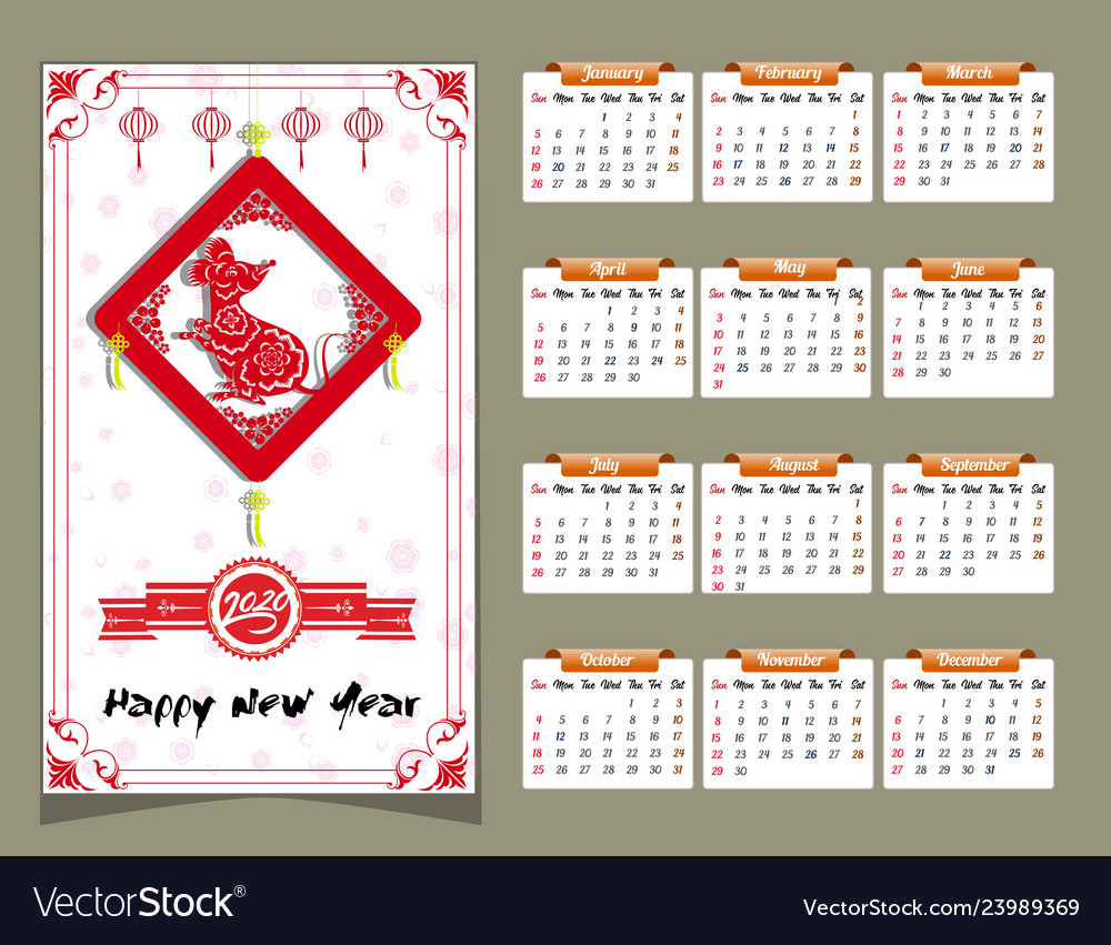 2020 calendar for new year