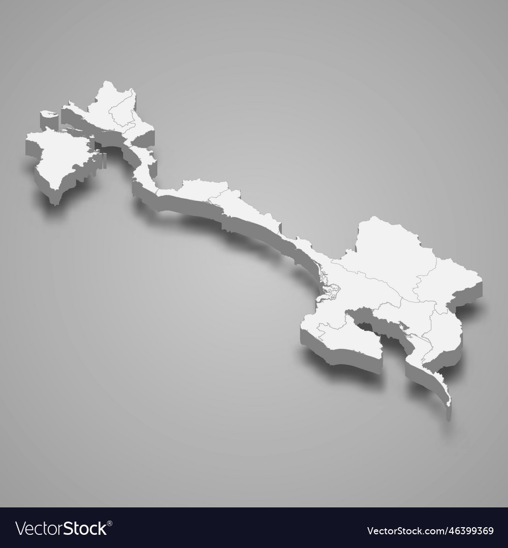 3d isometric map of puntarenas is a province Vector Image