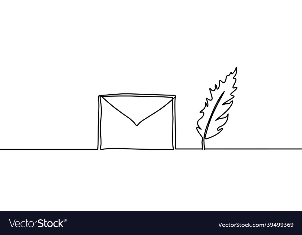 Abstract paper envelope with feather as line