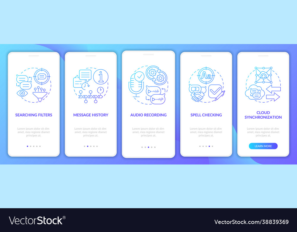 Best messaging feature blue gradient onboarding vector image Best messaging feature blue gradient onboarding