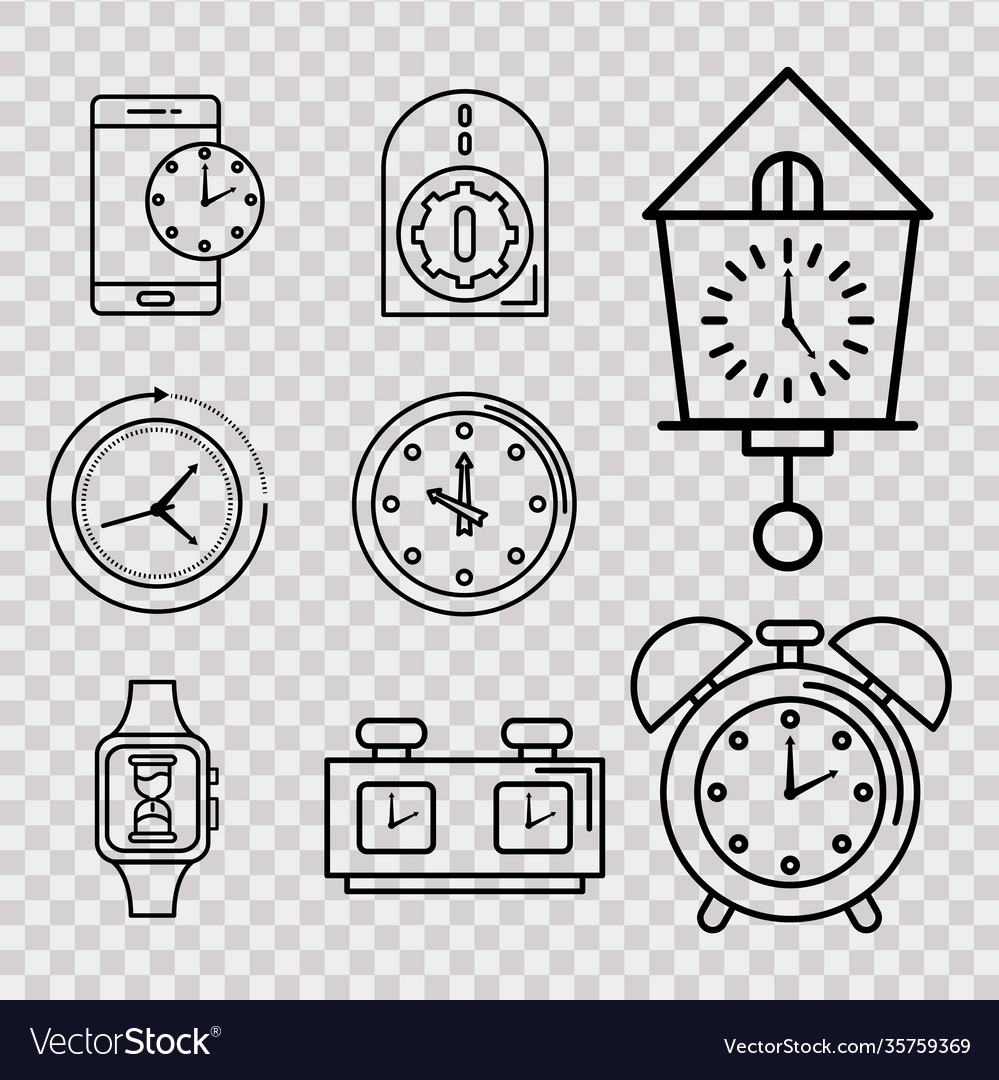 Bundle nine time set line style icons