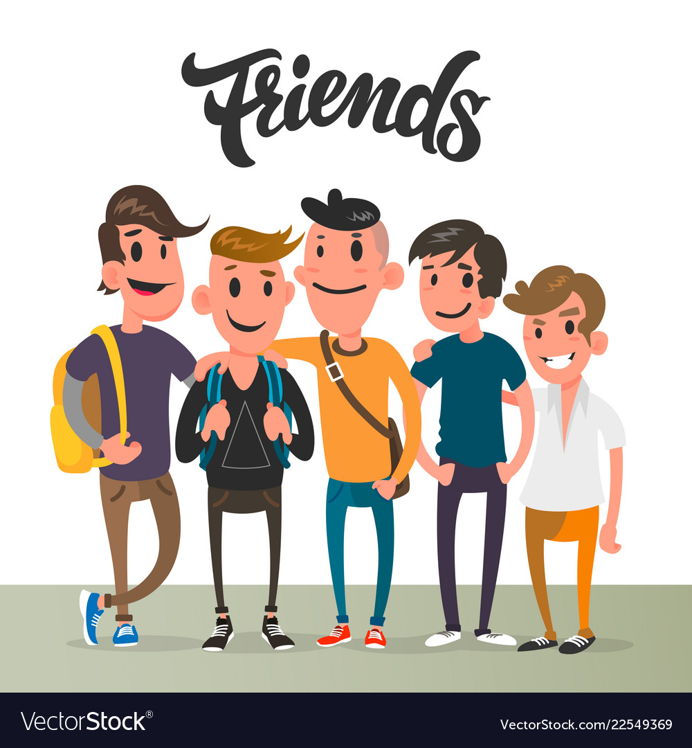 Cartoon Guys Five Best Friends Student Royalty Free Vector   Cartoon Guys Five Best Friends Student Vector 22549369 