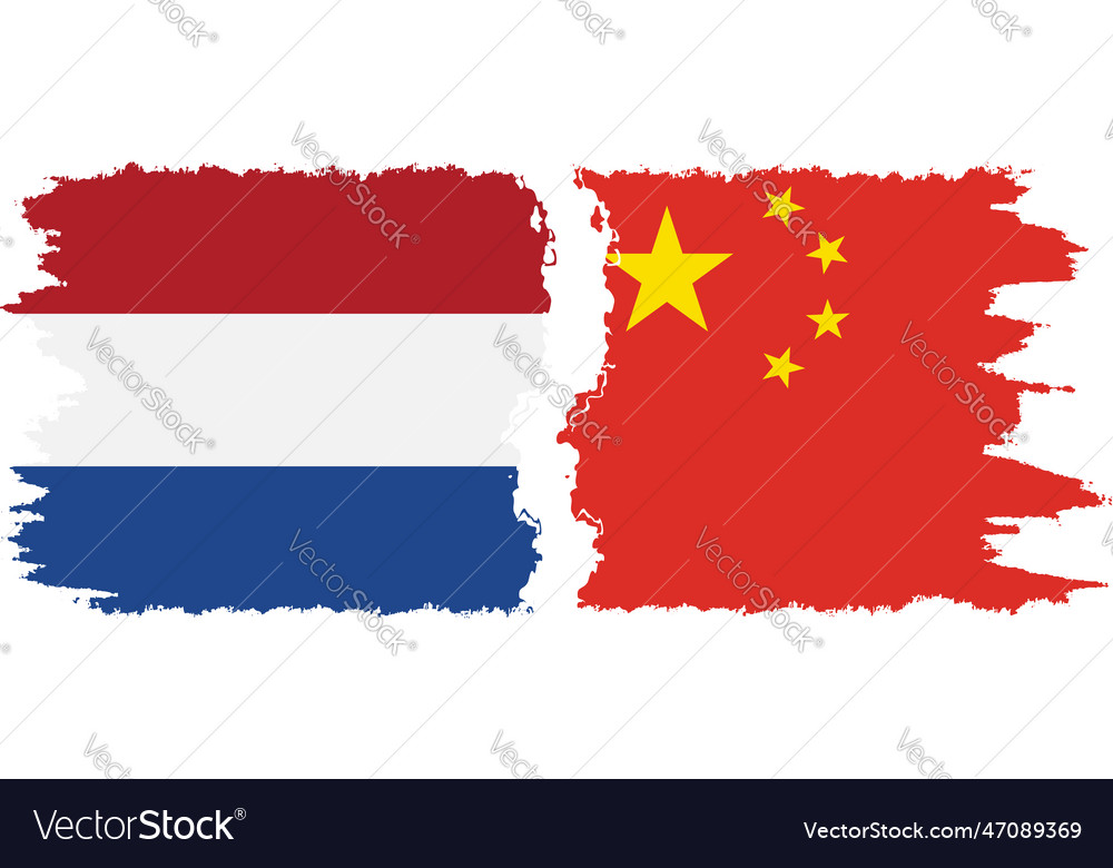 China and netherlands grunge flags connection Vector Image China and netherlands grunge flags connection