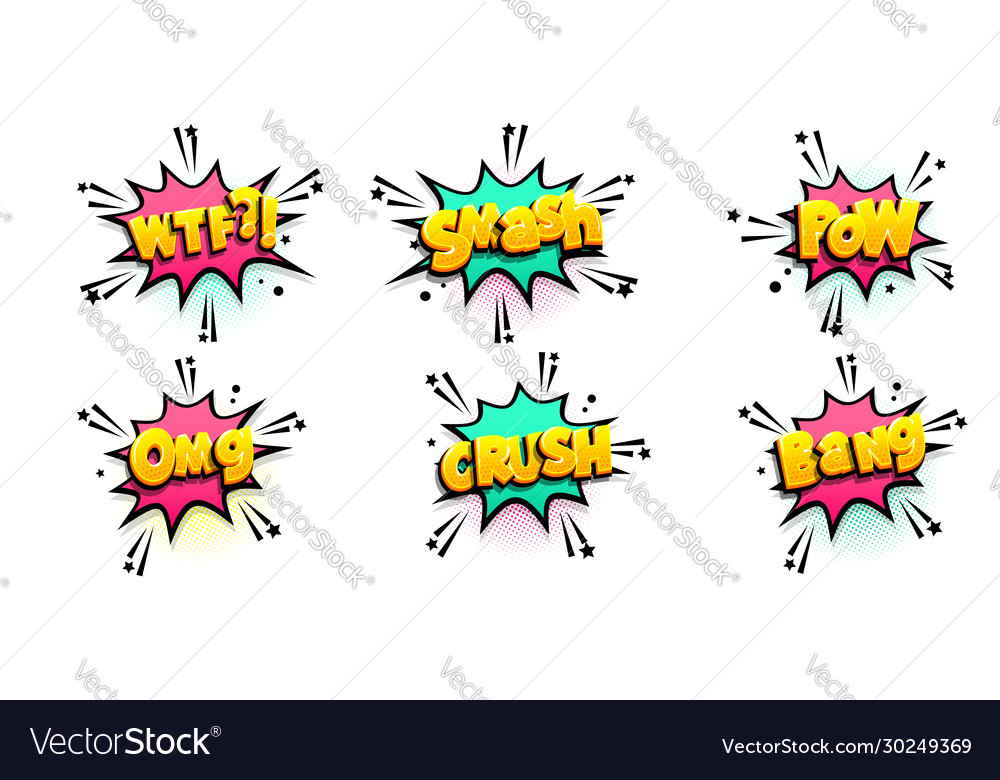 Comic text speech bubble pop art style Royalty Free Vector