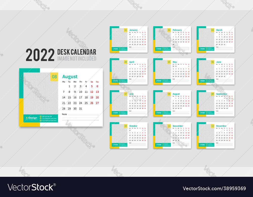 Desk calendar 2022 weekly