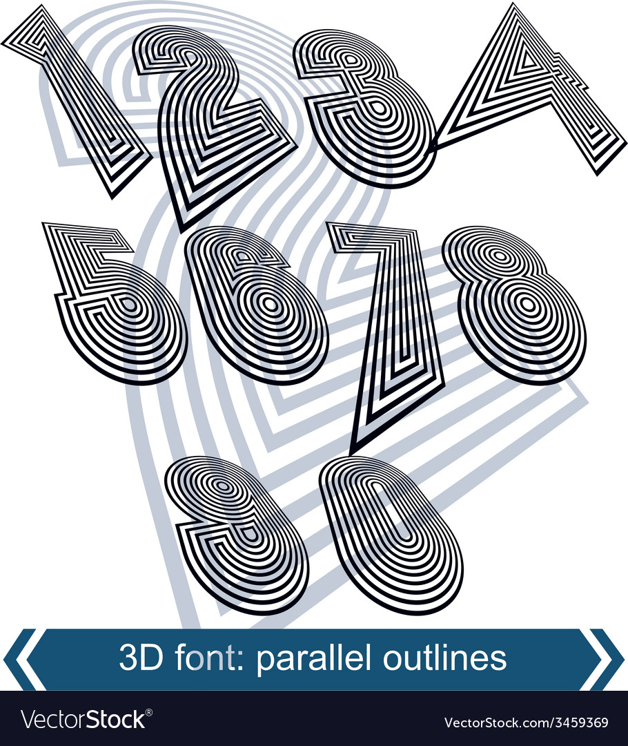 Dimensional numbers with rotation effect Vector Image