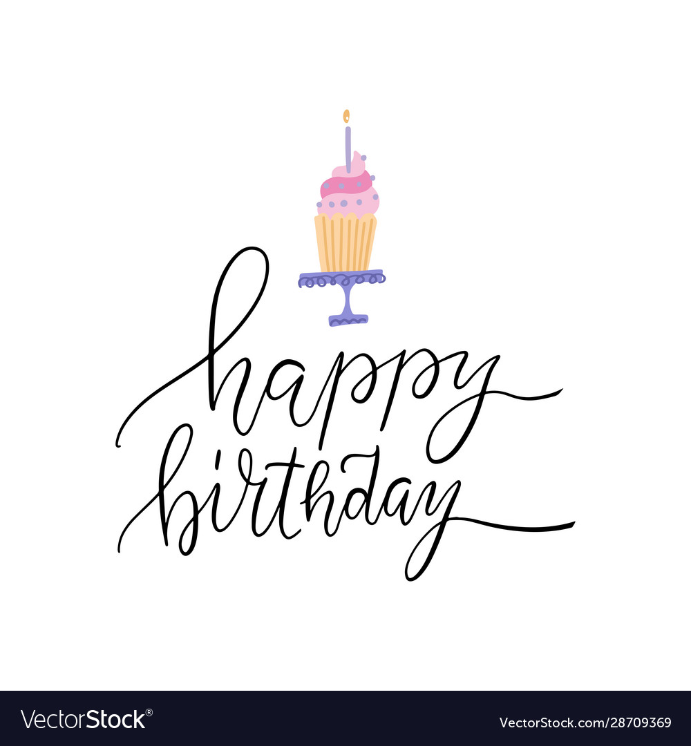 Elegant cupcake happy birthday greeting print Vector Image