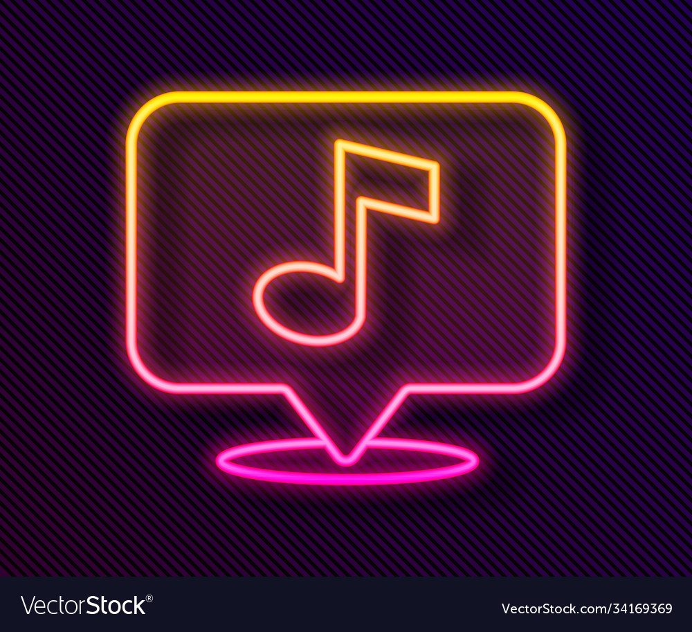 Glowing neon line musical note in speech bubble Vector Image