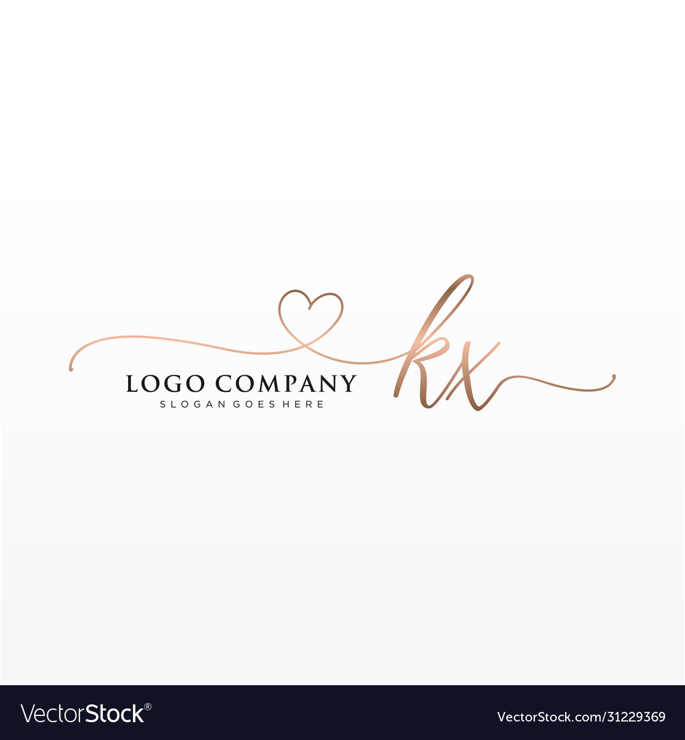 Initial kx beauty monogram and elegant logo design