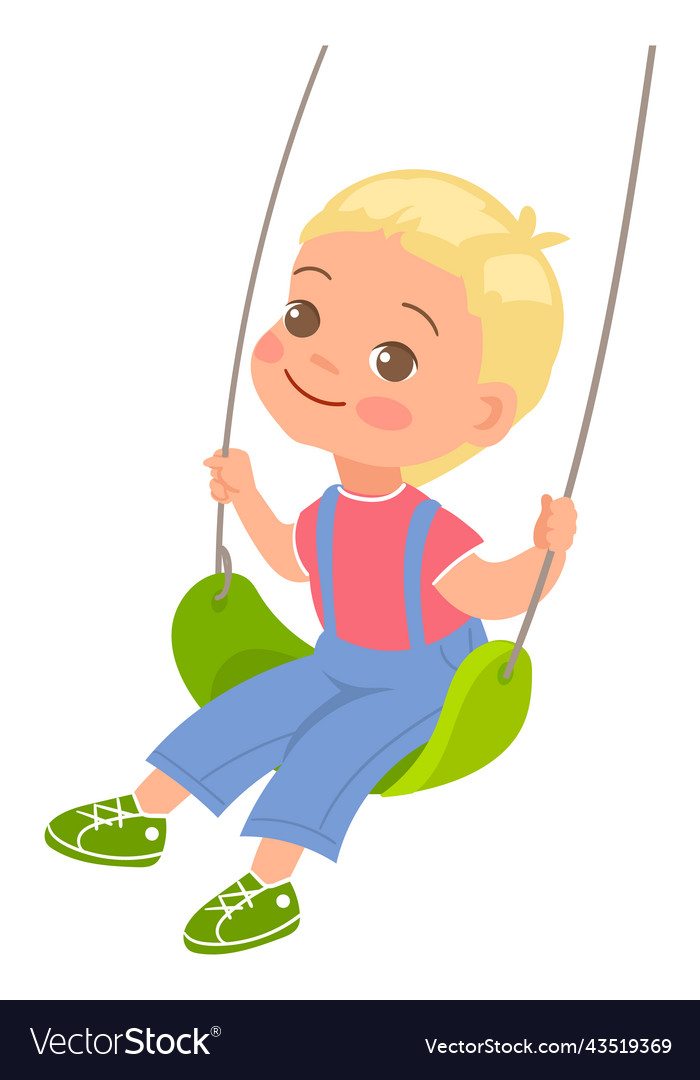 Kid on rope swing swinging girl preschool child