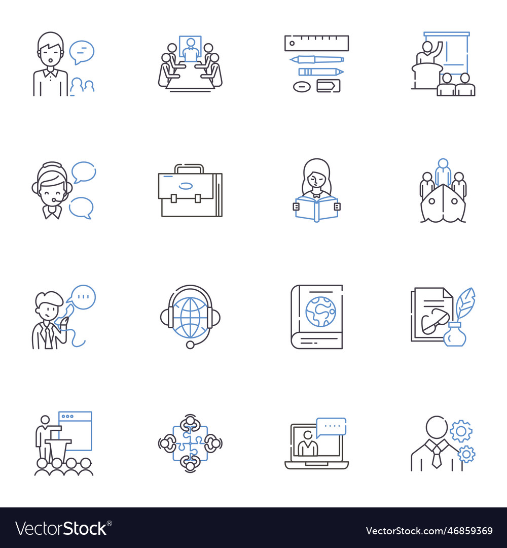 Lesson-giving line icons collection instructing Vector Image Lesson-giving line icons collection instructing