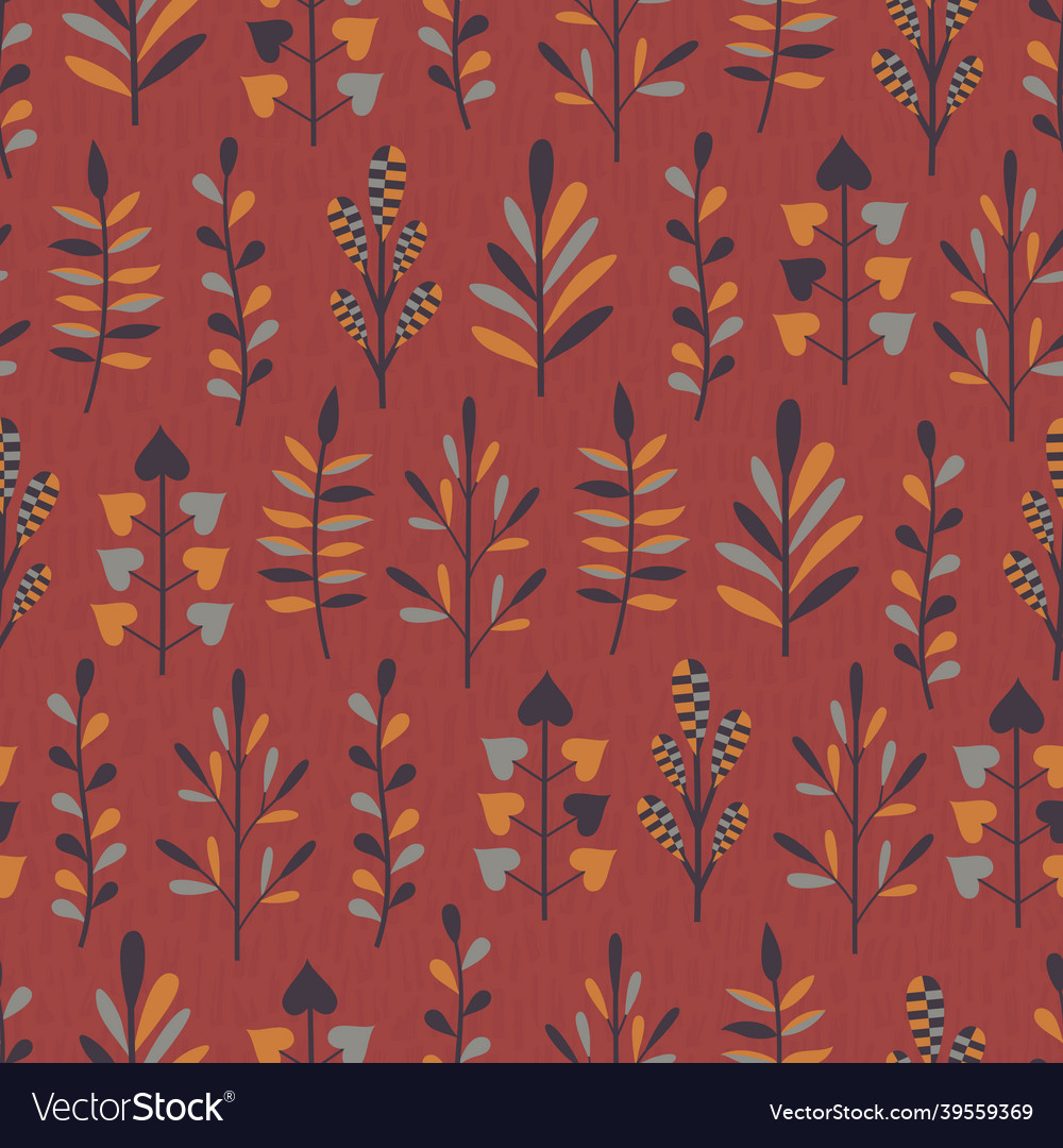 Seamless pattern with abstract multicolored plants