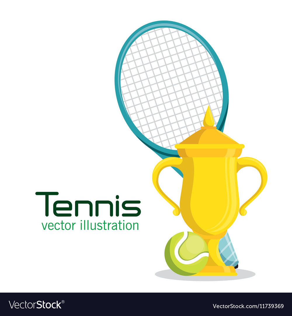 Trophy racket and ball tennis poster