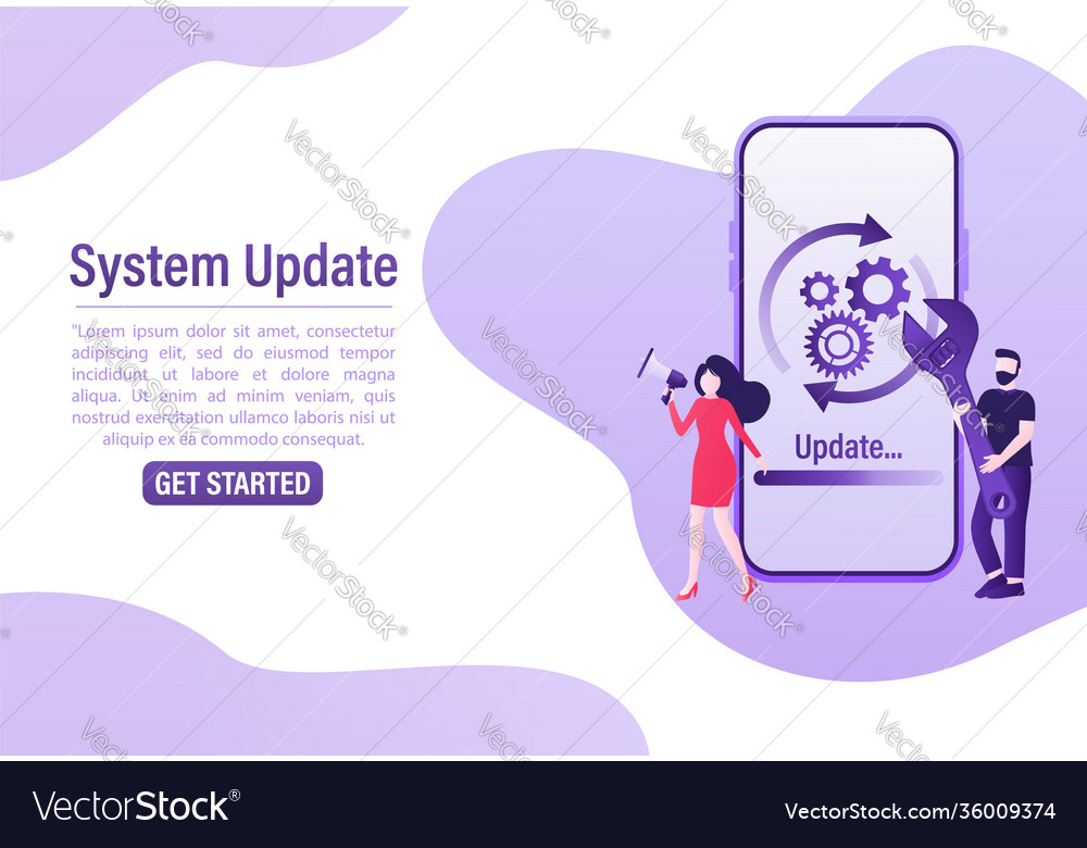 Cartoon software update people for mobile app Vector Image Cartoon software update people for mobile app Vector Image