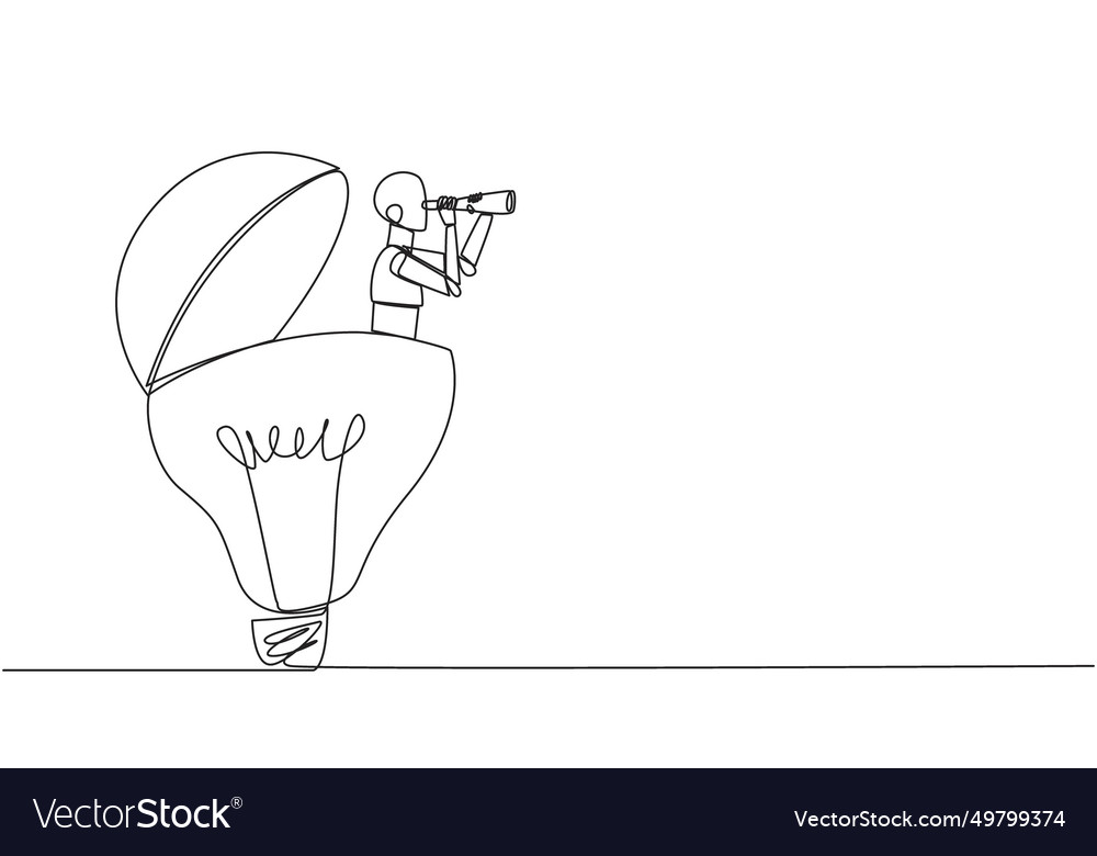 Continuous one line drawing a robot emerges from vector image Continuous one line drawing a robot emerges from