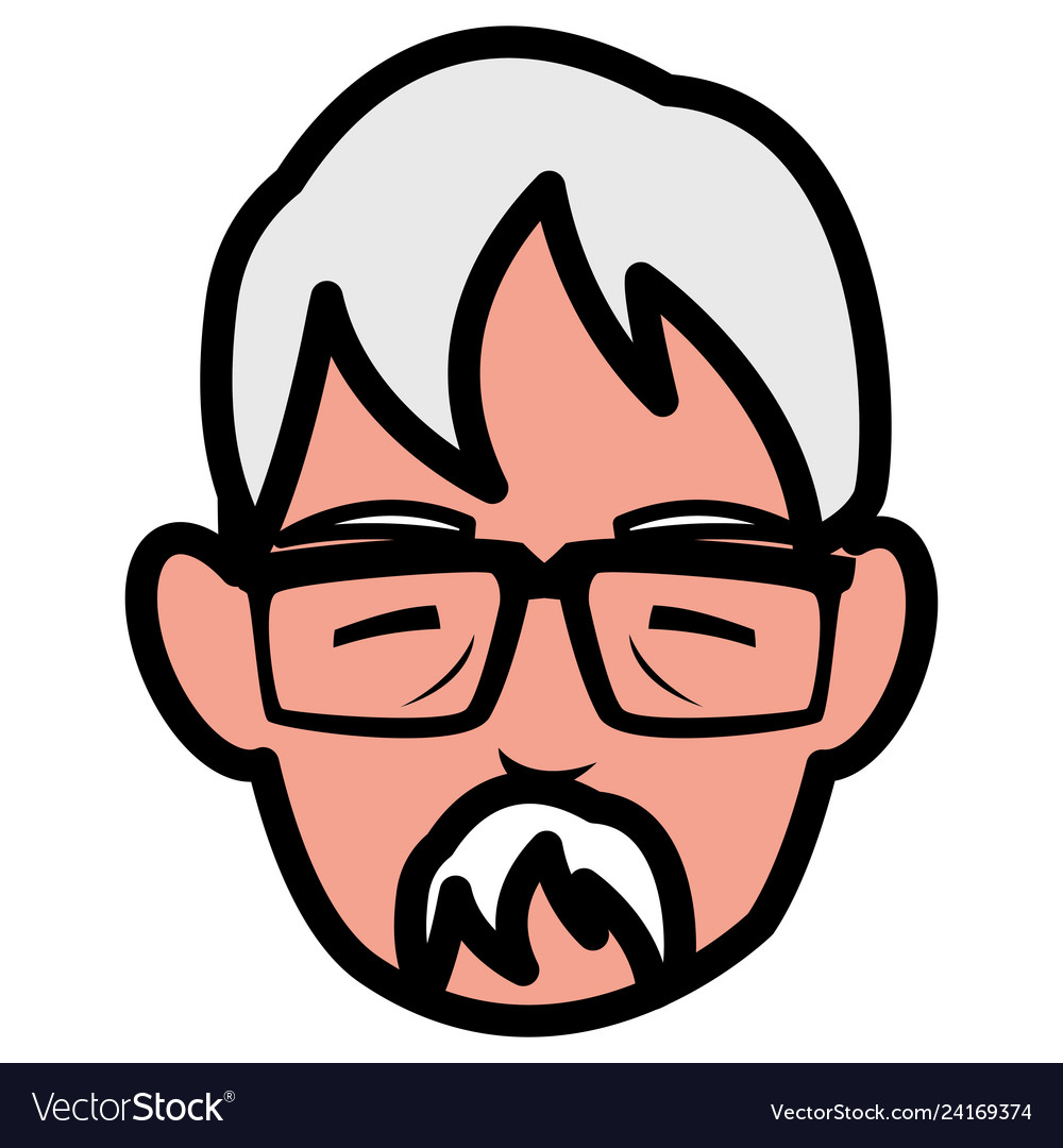 Cute grandfather head avatar character