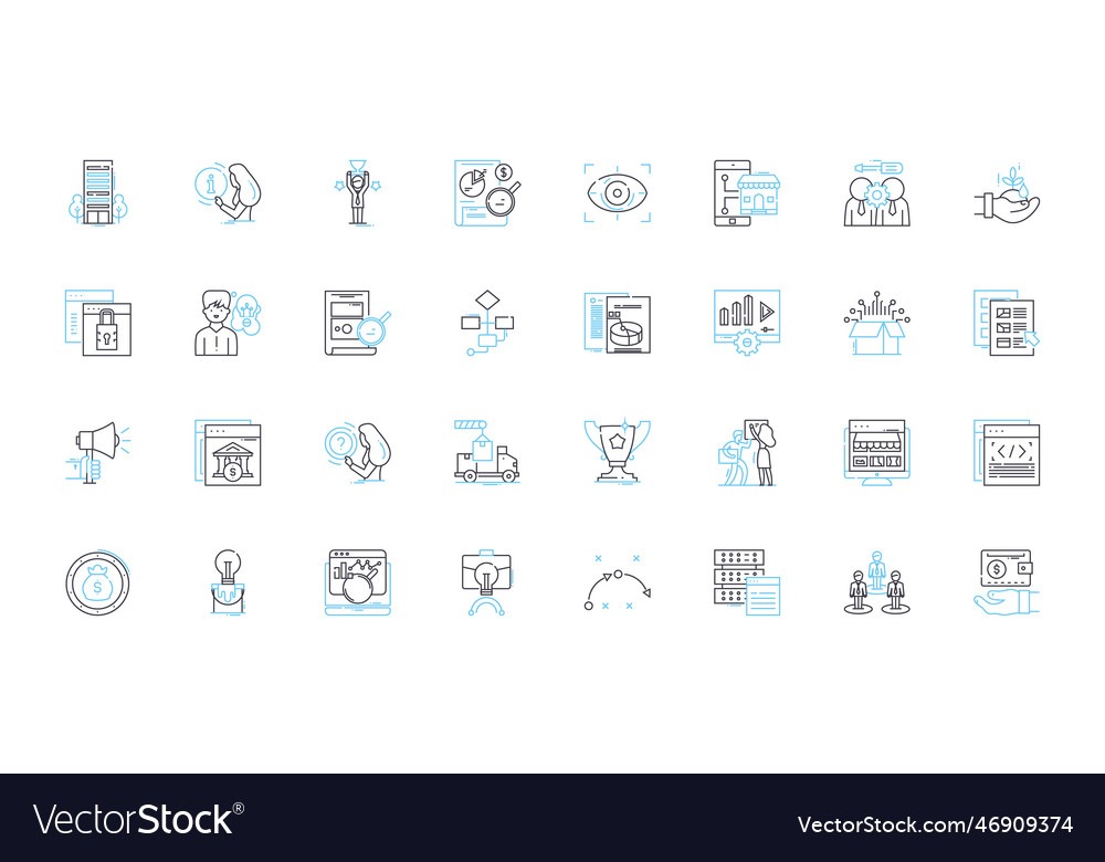 Digital articles linear icons set hyperlink vector image Digital articles linear icons set hyperlink