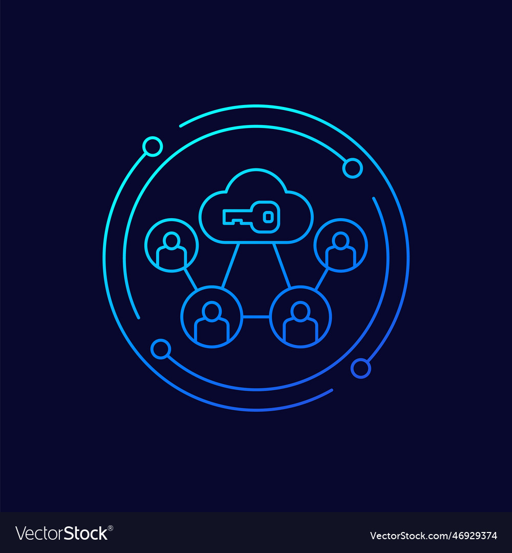 Encryption of personal data in cloud line icon