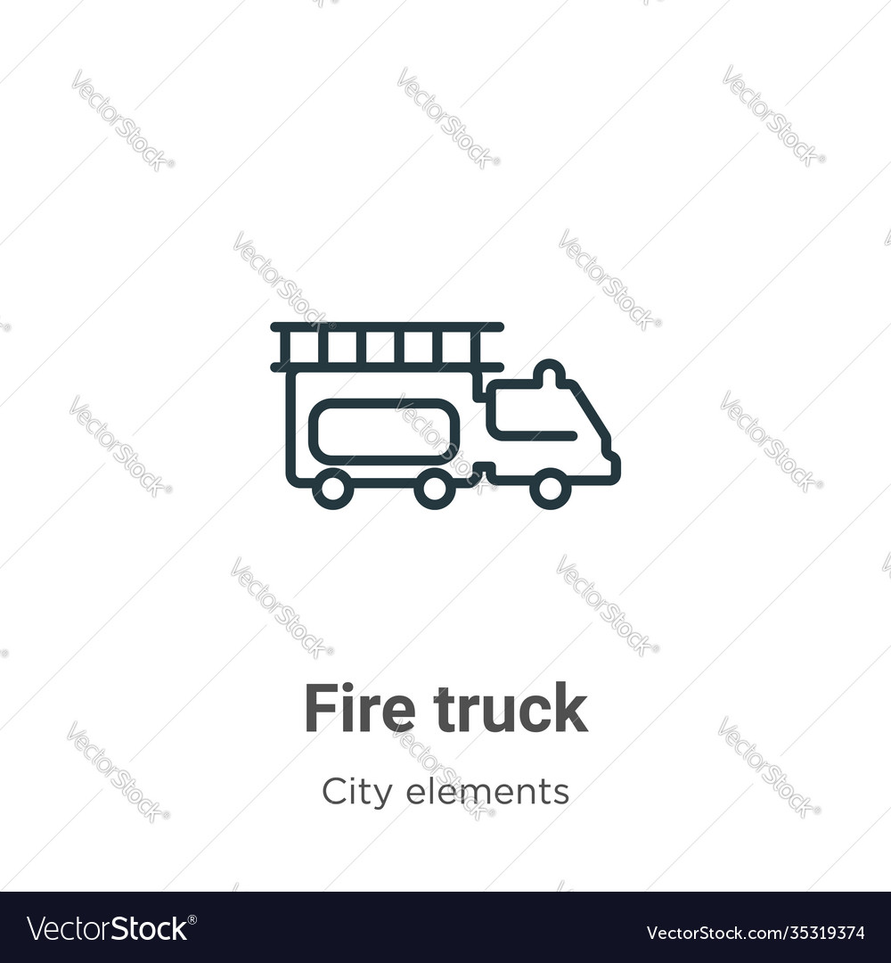 Fire truck outline icon thin line black