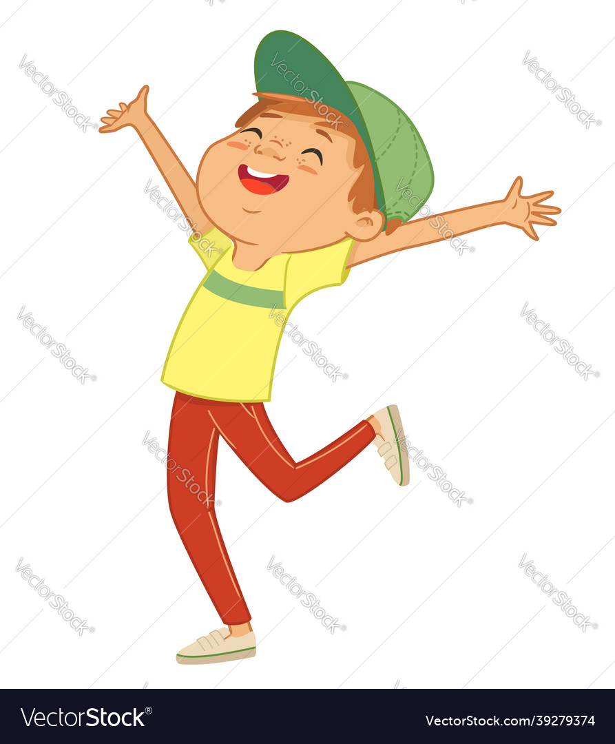 Happy caucasian jumping Royalty Free Vector Image