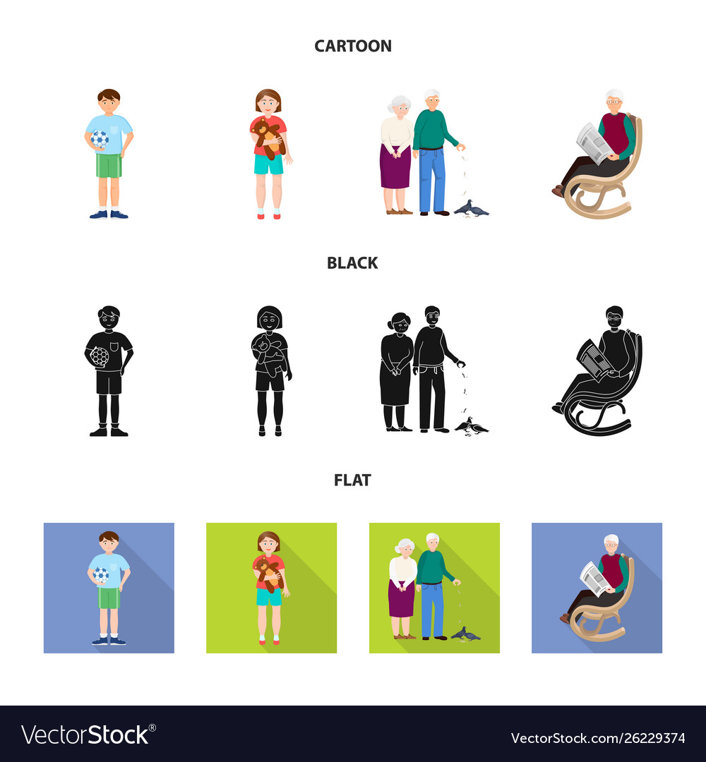 Isolated object character and avatar logo set vector image Isolated object character and avatar logo set