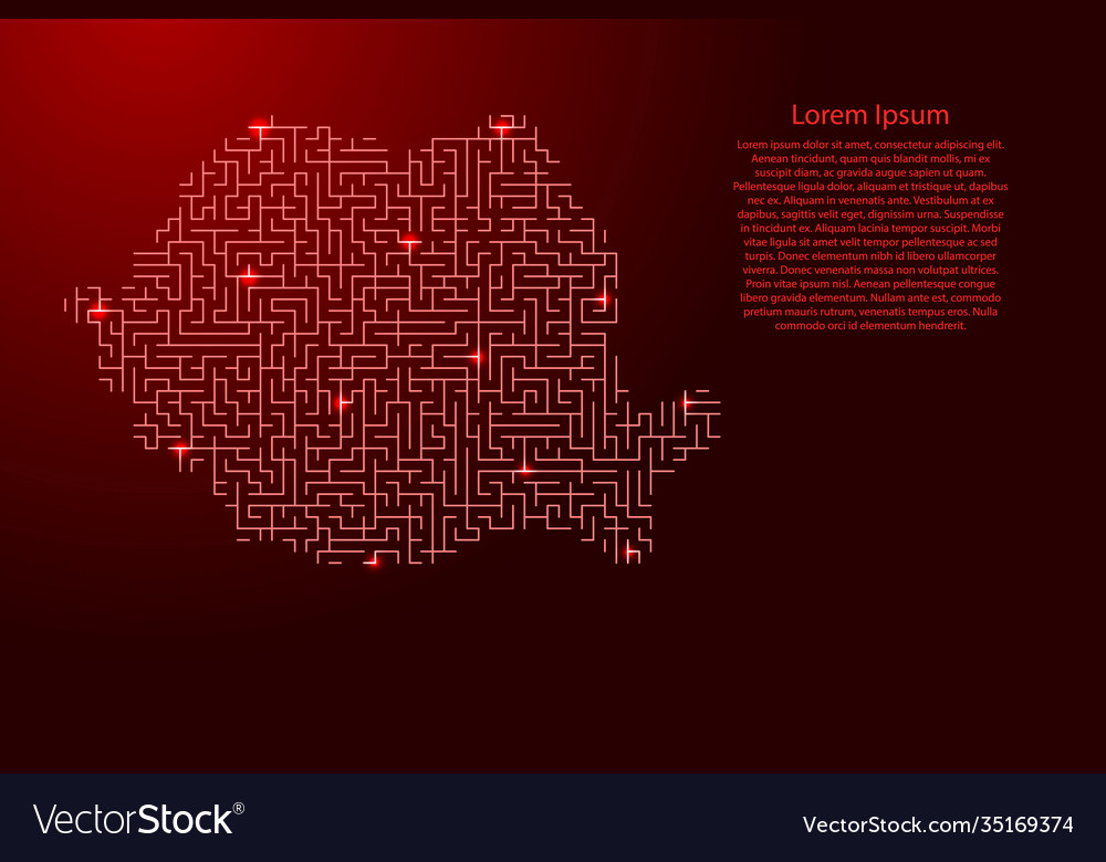 Romania map from red pattern maze grid Vector Image Romania map from red pattern maze grid