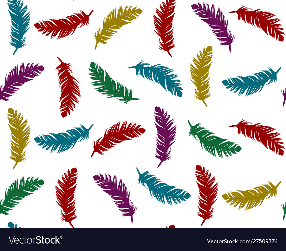 Seamless color background with bird feathers
