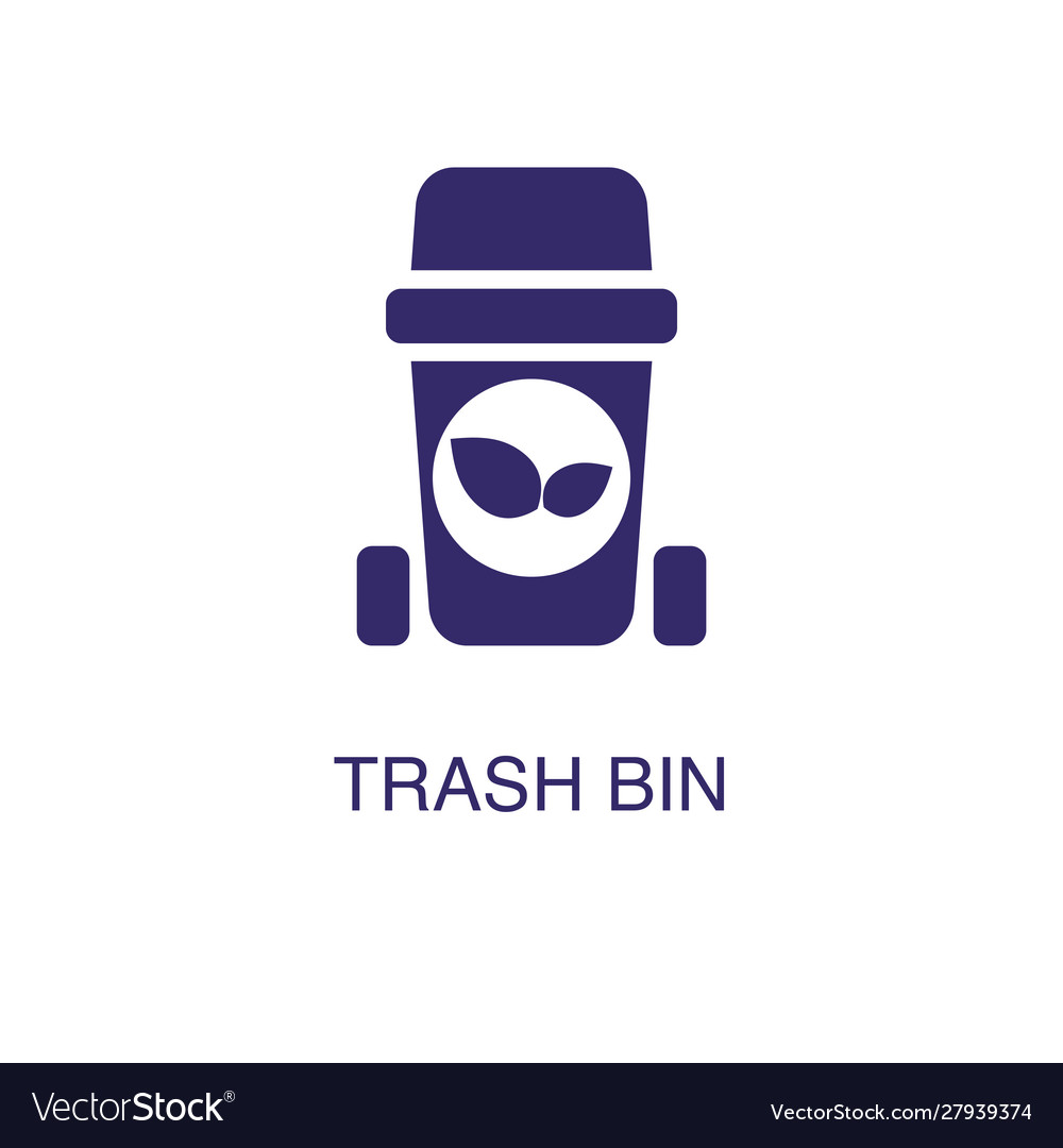 Trash bin element in flat simple style on white