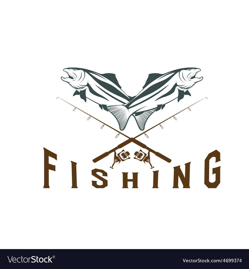 Vintage fishing design template Royalty Free Vector Image